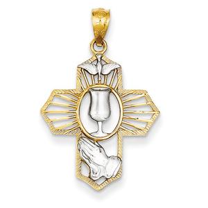 Gold Classics(tm) 14kt. Yellow with Rhodium Cross Pendant