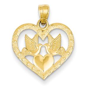 Gemstone Classics(tm) 14kt. Two Doves In Heart Pendant