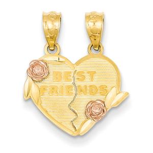 Gold Classics(tm) Two-Tone Best Friends Heart Pendant