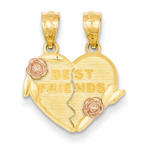 Gold Classics(tm) Two-Tone Best Friends Heart Pendant