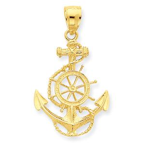Gold Classics(tm) 14k. Oval Anchor & Wheel Pendant