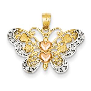 Unisex Gold Classics(tm) 14kt. Two Tone Gold Butterfly Pendant