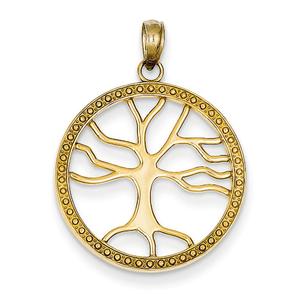 Gold Classics(tm) Tree of Life in Round Frame Pendant