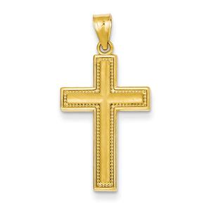 Unisex Gold Classics(tm) 14kt. Gold Large Satin Cross Pendant