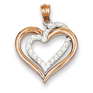 Gold Classics(tm) 14kt. Rose & White Gold Heart Pendant