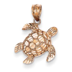 Gold Classics(tm) 14kt. Rose Gold Turtle Pendant