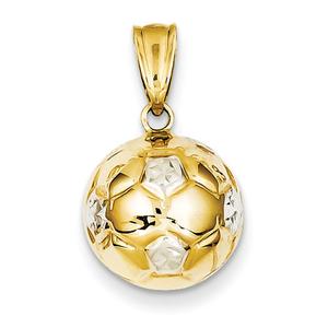 Gold Classics(tm) 14kt. & Rhodium Soccer Ball Pendant
