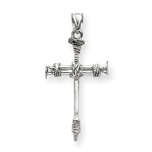 Unisex Gold Classics(tm) 14kt. White Gold Nail Cross Pendant
