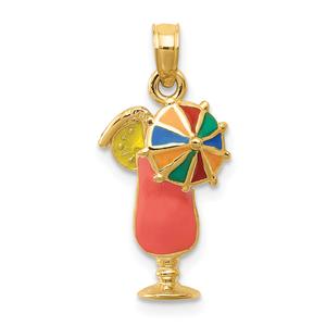Unisex Gold Classics(tm) 14kt. Gold Tropical Drink Pendant