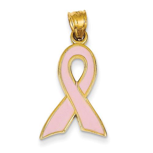 Gold Classics(tm) 14kt. Enameled Pink Awareness Pendant