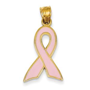 Gold Classics(tm) 14kt. Enameled Pink Awareness Pendant