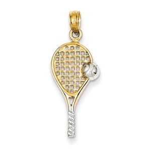 Gold Classics(tm) 14kt. & Rhodium Tennis Racquet Pendant