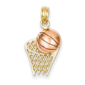 Unisex Gold Classics(tm) 14kt. Basketball Hoop & Ball Pendant
