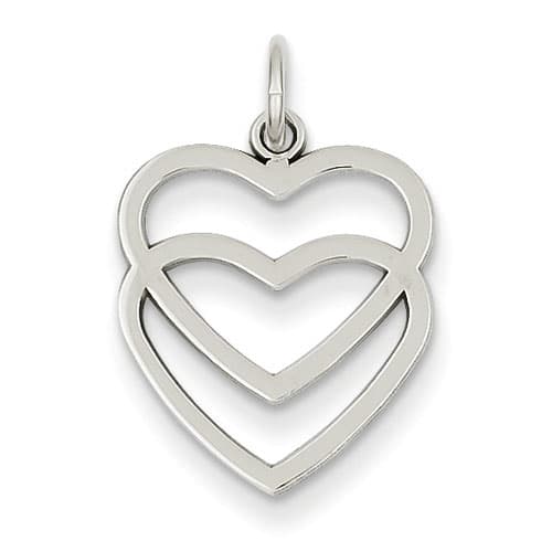 Gold Classics(tm) 14kt. White Gold Double Heart Charm