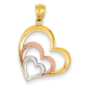 Gold Classics(tm) 14kt. Tri-Tone Heart Pendant