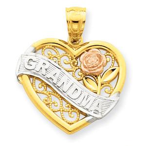 Gemstone Classics(tm) 14kt. Two Tone Grandma Heart Pendant