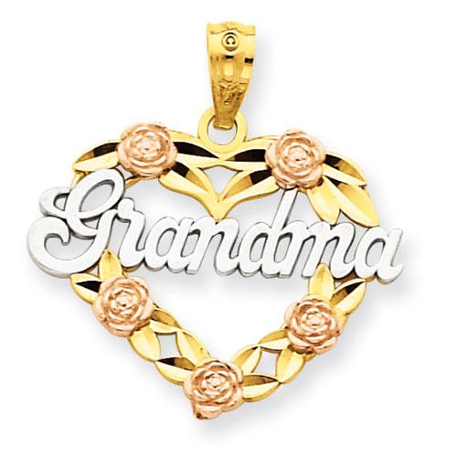 Gold Classics(tm) 14kt. Rhodium Grandma Heart Pendant