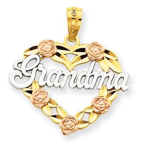 Gold Classics(tm) 14kt. Rhodium Grandma Heart Pendant