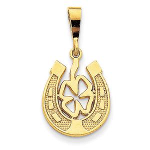 Gold Classics(tm) 14kt. Good Luck Clover in Horseshoe
