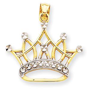 Gold Classics(tm) 14kt. & Rhodium Crown Pendant