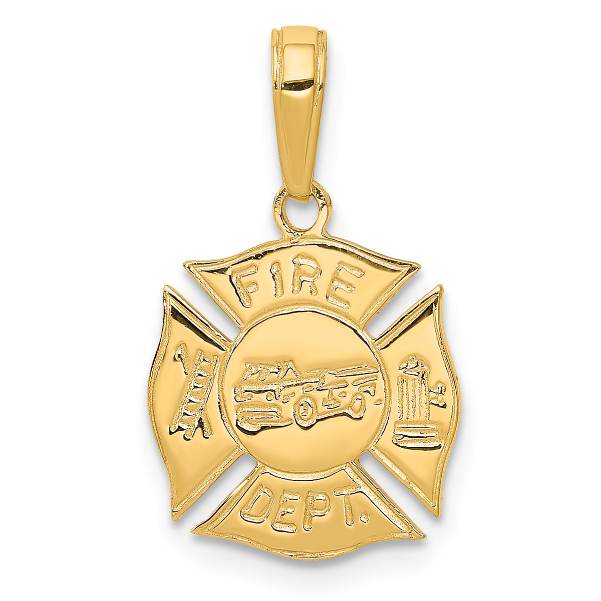 Unisex Gold Classics(tm) 14kt. Gold Fire Department Shield Pendant