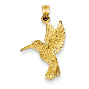 Unisex Gold Classics(tm) 14kt. Diamond cut Hummingbird Pendant