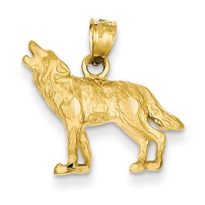 Gold Classics(tm) 14kt. Diamond-Cut Wolf Pendant