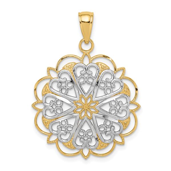 Gold Classics(tm) 14kt. Gold & Rhodium Filigree Heart Pendant