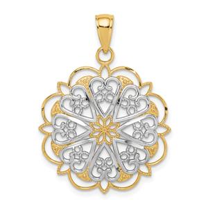 Gold Classics(tm) 14kt. Gold & Rhodium Filigree Heart Pendant