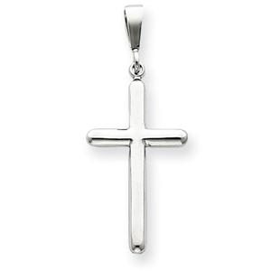 Unisex Gold Classics(tm) 14kt. White Gold Rounded Cross Pendant