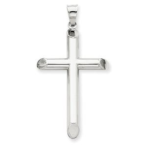 Unisex 14kt. White Gold Hollow Cross Pendant