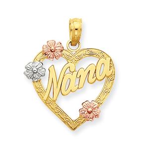 Gold Classics(tm) 14kt. Tri-Color Nana Heart Pendant