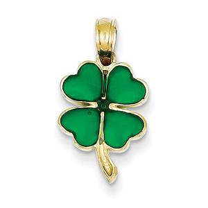 Gold Classics(tm) 14kt. Gold & Green 4 Leaf Pendant