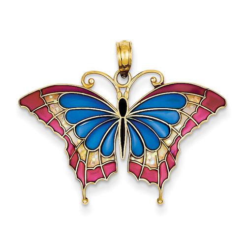 Gold Classics(tm) 14kt. Stained Glass Butterfly Pendant