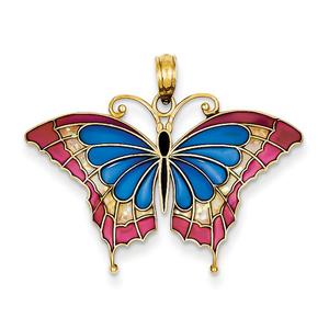 Gold Classics(tm) 14kt. Stained Glass Butterfly Pendant