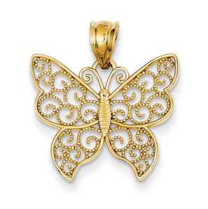 Gold Classics(tm) 14kt. Filigree Butterfly Pendant