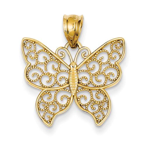 Gold Classics(tm) 14kt. Filigree Butterfly Pendant