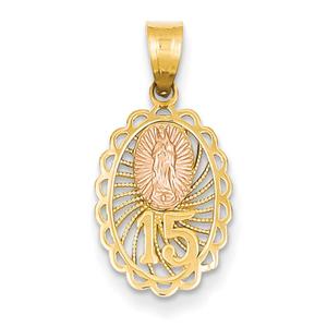 Gold Classics(tm) 14kt. Two-Tone Guadalupe Pendant