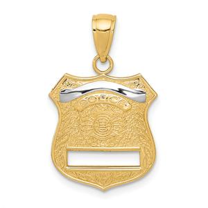 Unisex Gold Classics(tm)14kt. Gold With Rhodium Police Badge Pendant