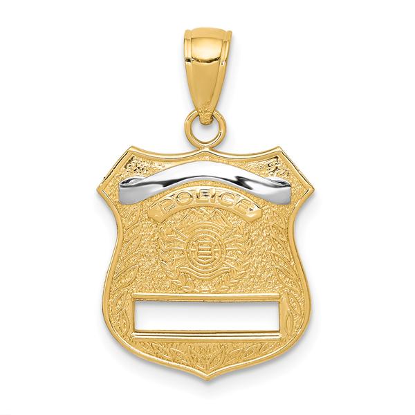 Unisex Gold Classics(tm)14kt. Gold With Rhodium Police Badge Pendant
