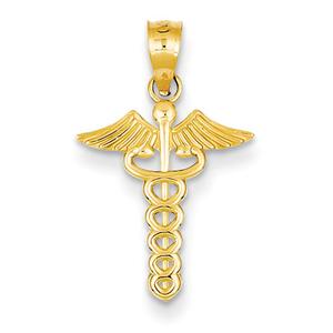 Gold Classics(tm) Caduceus Heart Medical Pendant