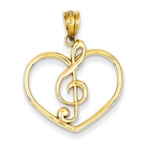 Gold Classics(tm) 14kt. Treble Clef in Heart Pendant
