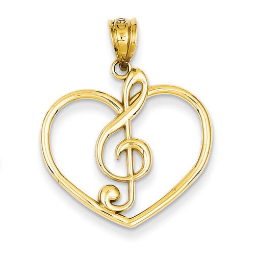 Gold Classics(tm) 14kt. Treble Clef in Heart Pendant