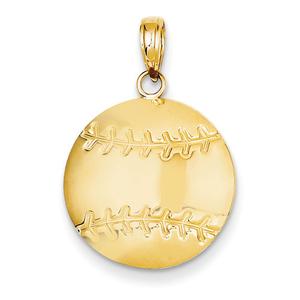 Gold Classics(tm) 14kt. Diamond-Cut Baseball Pendant