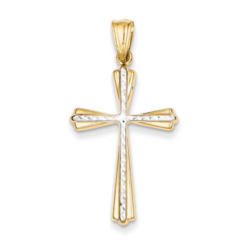 Gold Classics(tm) Two Tone Rhodium Diamond Cut Cross