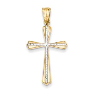 Gold Classics(tm) Two Tone Rhodium Diamond Cut Cross