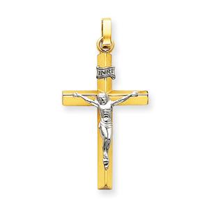 Unisex Gold Classics(tm) Two Tone INRI Hollow Crucifix Pendant