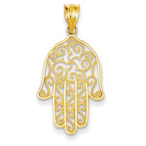 Gold Classics(tm) 14kt. Yellow Gold Filigree Hamsa Pendant