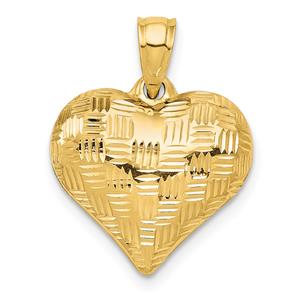 Gold Classics(tm) 14kt. Polished Basket Weave Heart Pendant