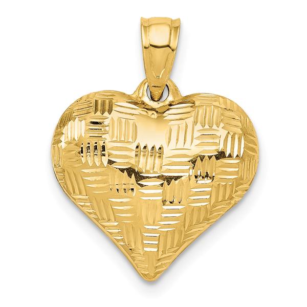 Gold Classics(tm) 14kt. Polished Basket Weave Heart Pendant